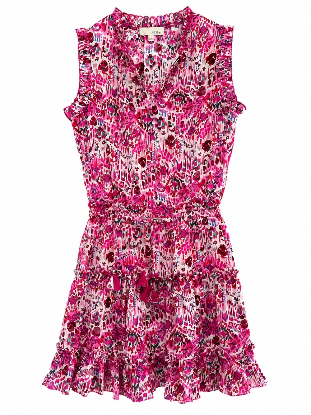 Pinch|Avara Estie Dress Pink Multicolor Ruffle Tiered Mini Dress Size Small NWOT